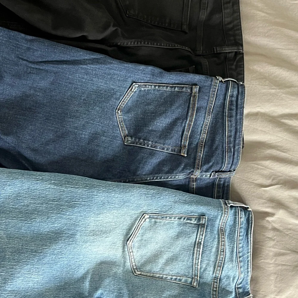 Like new: set of three Quince Women's Wide Leg - Black, Dark Blue, Light Blue - Picture 2 of 11